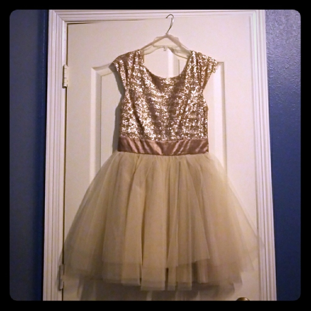 Gold Tulle Sequins Dress